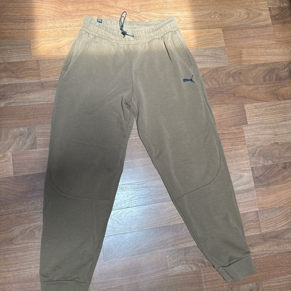 Puma Khaki Joggers with Logo